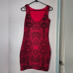 Lipsy London Red Printed Scoop Neck Dress size 10